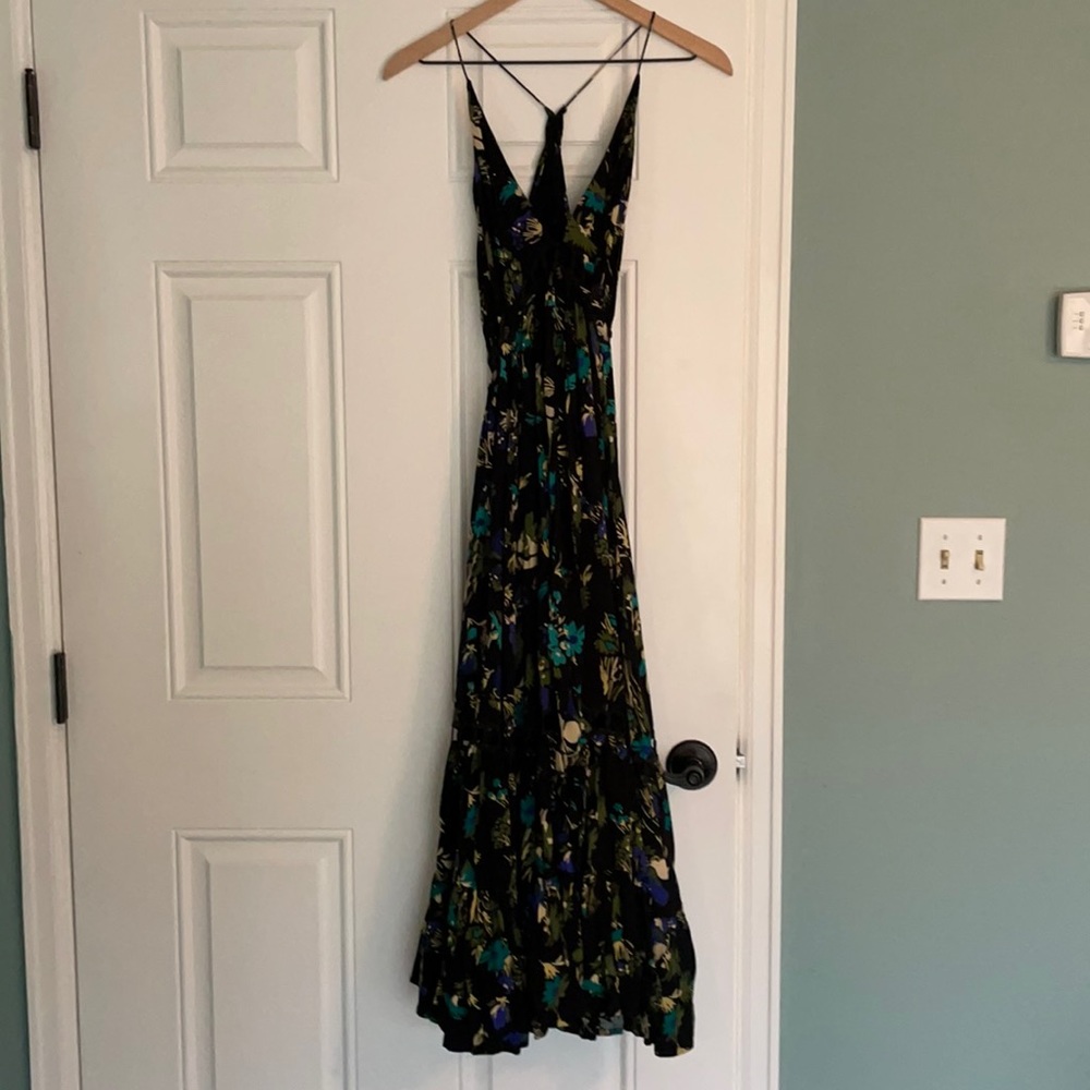 Free People black floral flowy maxi dress
